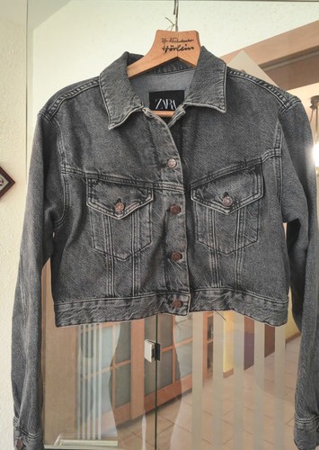 Zara damen jeansjacke dunkel - zara,