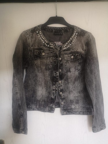 Jeansjacke schwarz grau mit