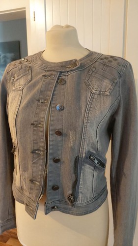 Jeansjacke grau used look - grau,