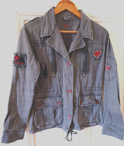 Graue jacke jeansjacke mit - jacke,