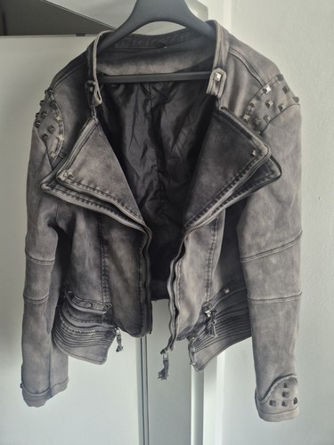 Graue jeansjacke nieten - graue,